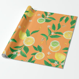 Papel De Regalo Watercolor painting seamless pattern with citrus f