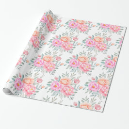 Papel De Regalo Watercolor Peonies Rosas Peach Peach Floral Boho