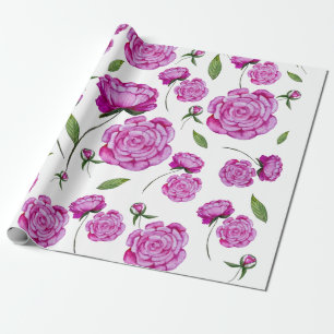 Papel De Regalo Watercolor pink peonies tote bolsa almohadilla red