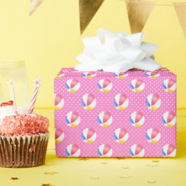 Papel De Regalo Watercolor Pink Polka Dots Beach Balls