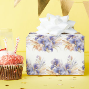 Papel De Regalo Watercolor Purple Iris Bouquet