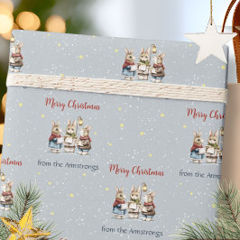 Papel De Regalo Watercolor Rabbit Carolers Cottagecore