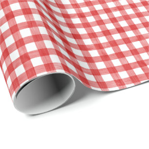 Papel De Regalo Watercolor Red Gingham