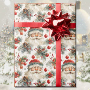 Papel De Regalo Watercolor Santa Claus Navidades Country Cottage