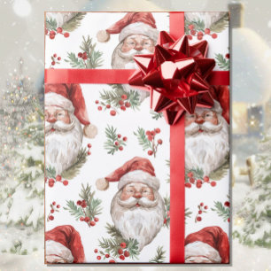 Papel De Regalo Watercolor Santa Navidades