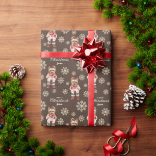 Papel De Regalo Watercolor Snowflakes Brown Yorkie Dog Navidades