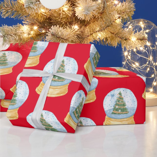 Papel De Regalo Waterglobos de árboles de Navidad (Vacaciones)