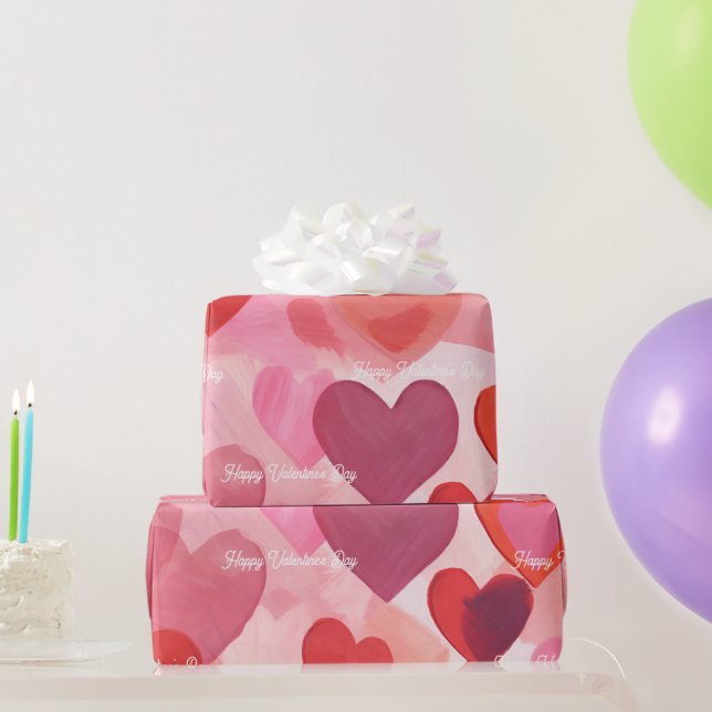 Papel De Regalo Watermark Pink Love Happy Valentine Day (Regalos de fiesta)