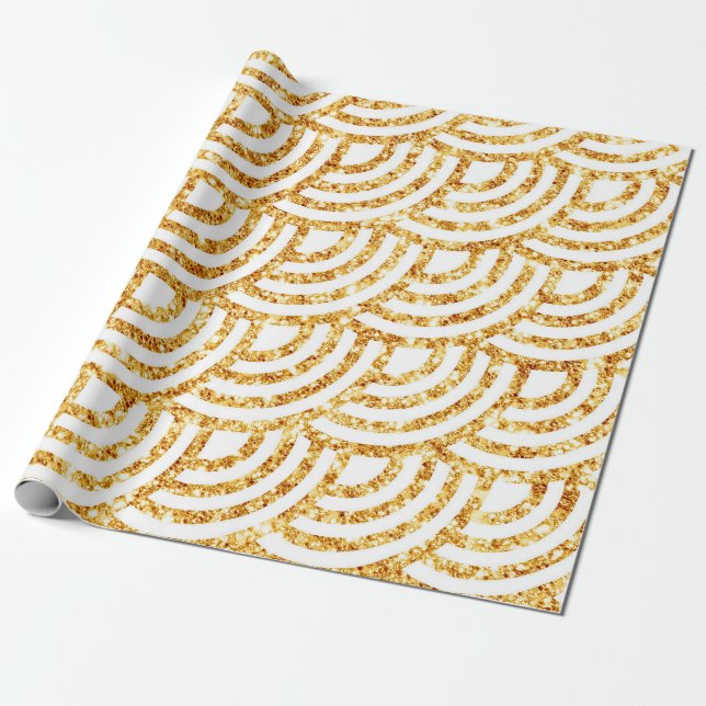 Papel De Regalo Wave Gold Sun Purpurina Boho Popular Collection (Desenrollado)