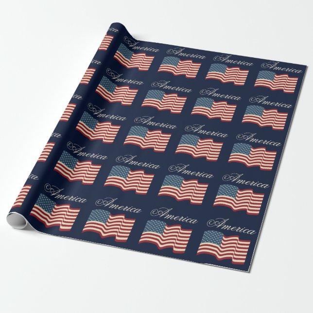 Papel De Regalo Waving American Flag Wrapee Paper (Desenrollado)