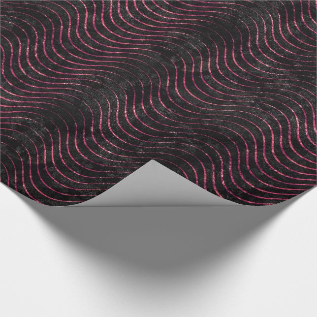 Papel De Regalo Wavy Luxury Black and rosa Purpurina (Esquina)