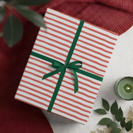 Papel De Regalo Wavy Modern Minimal Patrón de rayas rojas y blanca