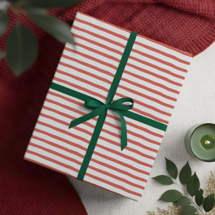 Papel De Regalo Wavy Modern Minimal Patrón de rayas rojas y blanca