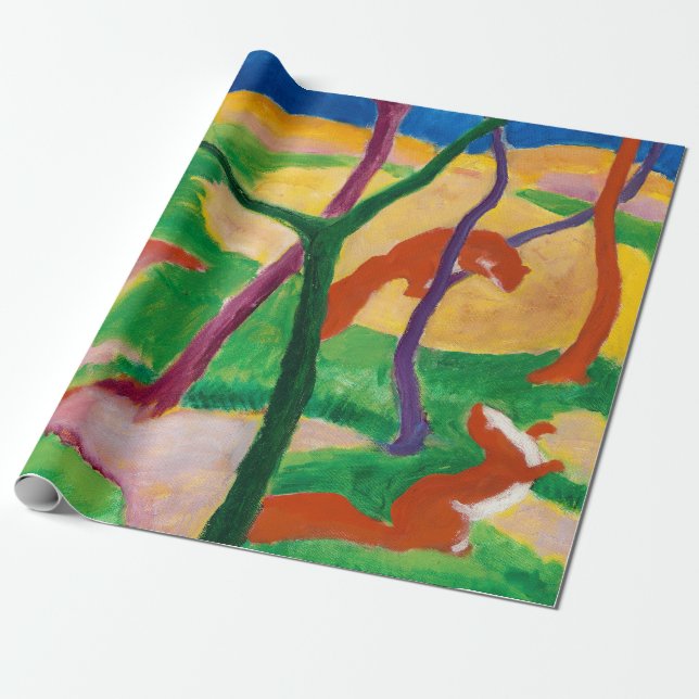 Papel De Regalo Weasels en juego por Franz Marc (Desenrollado)