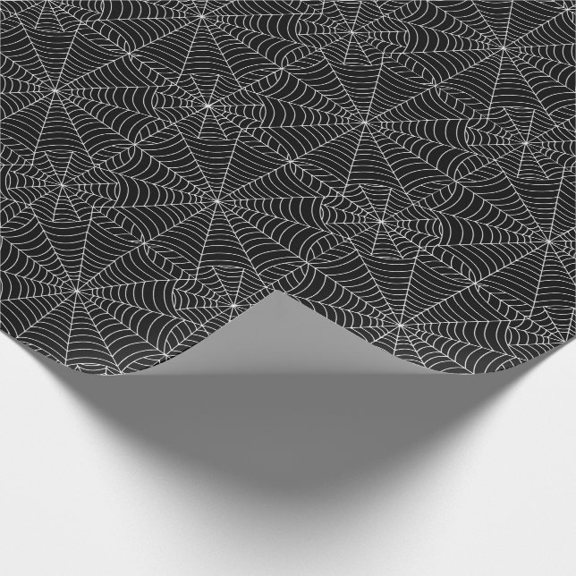 Papel De Regalo Web de araña de Halloween en negro (Esquina)