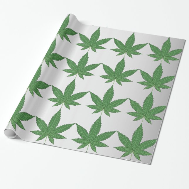Papel De Regalo Weed Leaf on Silver Foiled Look Personalized (Desenrollado)