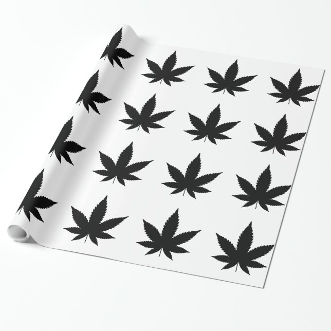 Papel De Regalo Weed Leaf Silhouette (Desenrollado)