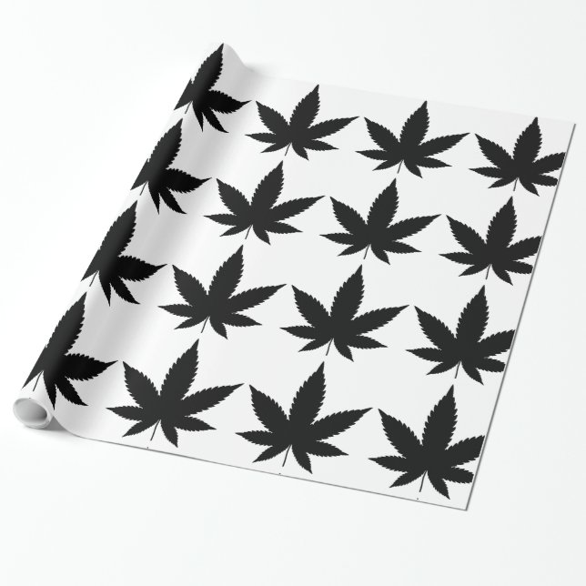 Papel De Regalo Weed Leaf Silhouette (Desenrollado)