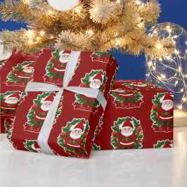 Papel De Regalo Weihnachtsmann mit Tannenzweigen -