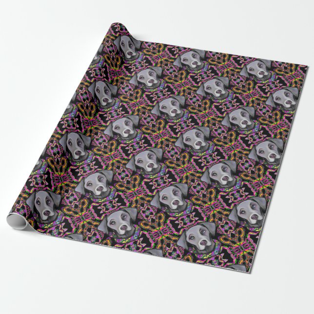 PAPEL DE REGALO WEIMARANA MARDI GRAS (Desenrollado)