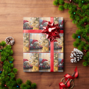 Papel De Regalo Weimaraner de Navidad junto a un árbol