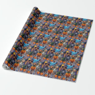 Papel De Regalo Weimaraner pidiendo dulces con disfraces de Hallow