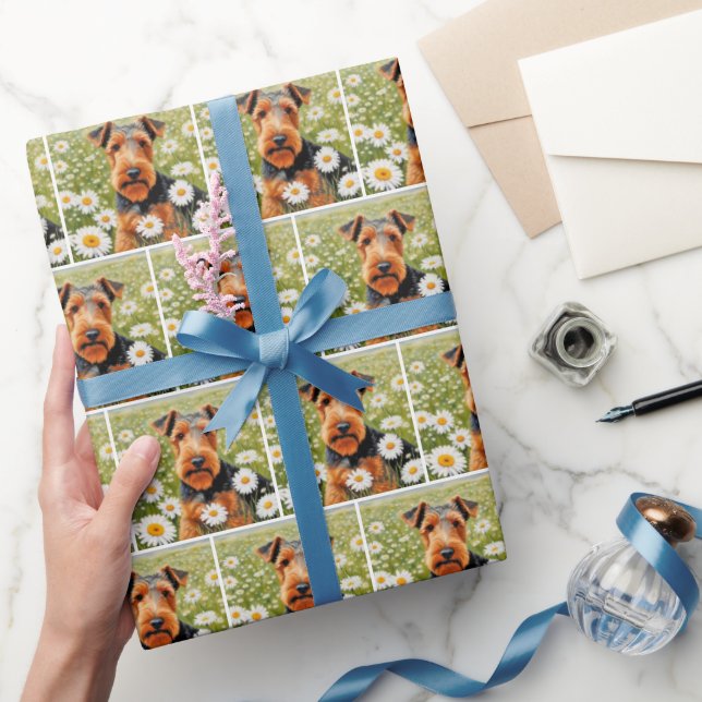 Papel De Regalo Welsh Terrier En El Campo Daisy (Regalar)