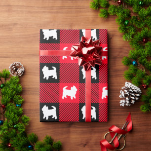 Papel De Regalo West Highland Terrier Búfalo Plaid Westis Wrappi