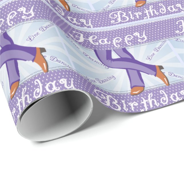 Papel De Regalo Western Cowboy Boots Line Dancer Feliz cumpleaños (Esquina del rollo)