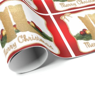 Papel De Regalo Western Cowboy Boots Rope Garland Merry Christma