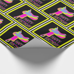 Papel De Regalo Western Saddle Neon Colours Feliz cumpleaños