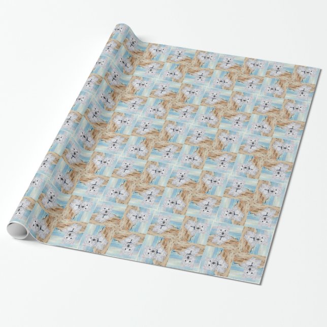 Papel De Regalo Westie en la orilla del mar (Desenrollado)