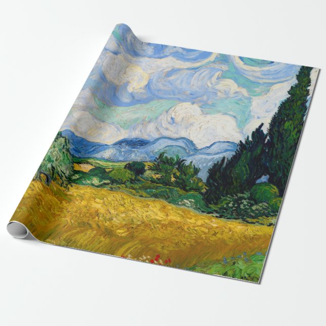 Papel De Regalo Wheat Field with Cypresses by Vincent Van Gogh (Desenrollado)