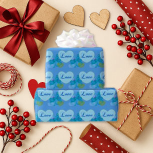 Papel De Regalo Whimsical Blue Bubble Heart Love