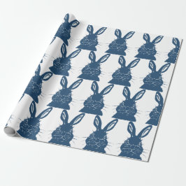 Papel De Regalo Whimsical Blue & White Conejo Conejo Patrón de Pas