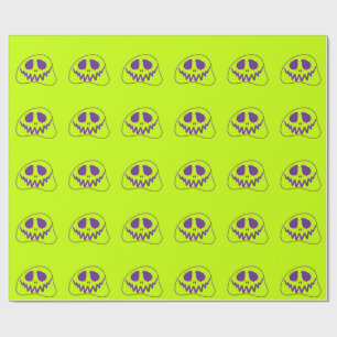 Papel De Regalo Whimsical Bright Neon Monster Face Halloween