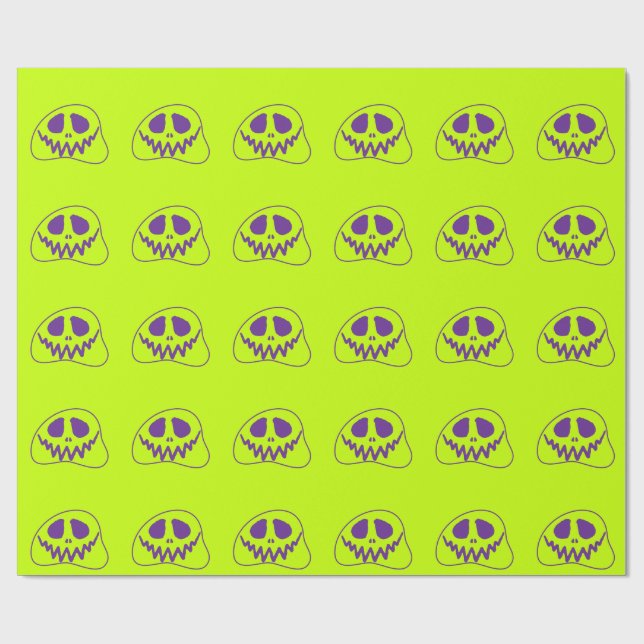 Papel De Regalo Whimsical Bright Neon Monster Face Halloween (Superficie plana)