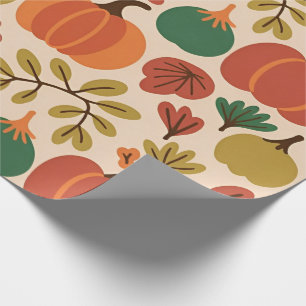 Papel De Regalo Whimsical Call Fall Halloween Calabaza Seamle