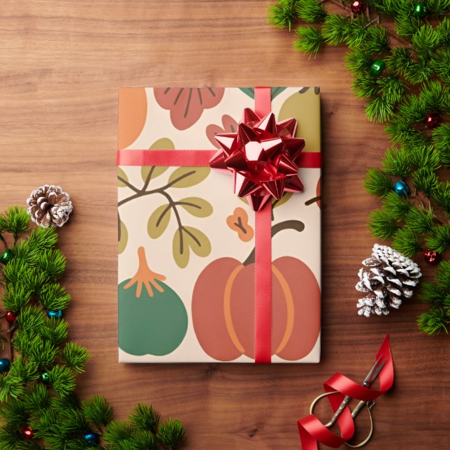 Papel De Regalo Whimsical Call Fall Halloween Calabaza Seamle (Regalo de vacaciones)