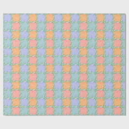 Papel De Regalo Whimsical Checkered Tile con vides de leafy