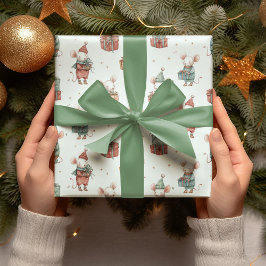 Papel De Regalo Whimsical Christmas Mouses Wrapping Paper