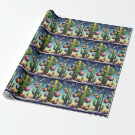 Papel De Regalo Whimsical Christmas Southwest Saguaro Cactus