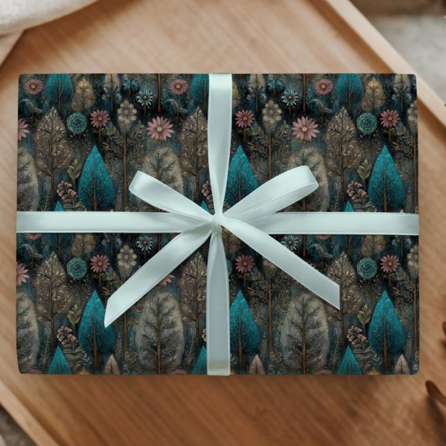 Papel De Regalo Whimsical Christmas Tree in Silver and Blue Design (Subido por el creador)