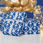 Papel De Regalo Whimsical Christmas Tree Santa Claus Navyblue<br><div class="desc">Este lindo Navidad azul marino y blanco envolviendo rollo de papel,  presenta un caprichoso árbol de Navidad y patrón santa claus.</div>