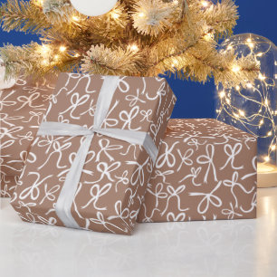 Papel De Regalo Whimsical Cute White Choco Bows Pattern Hanukkah