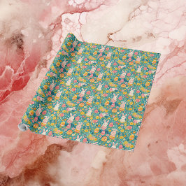 Papel De Regalo Whimsical Easter Bunny Spring Meadow Botanical
