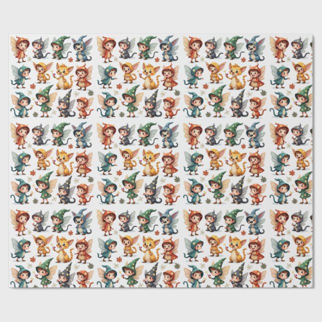 Papel De Regalo Whimsical Fairy & Forest Friends Wrapping Paper (Superficie plana)