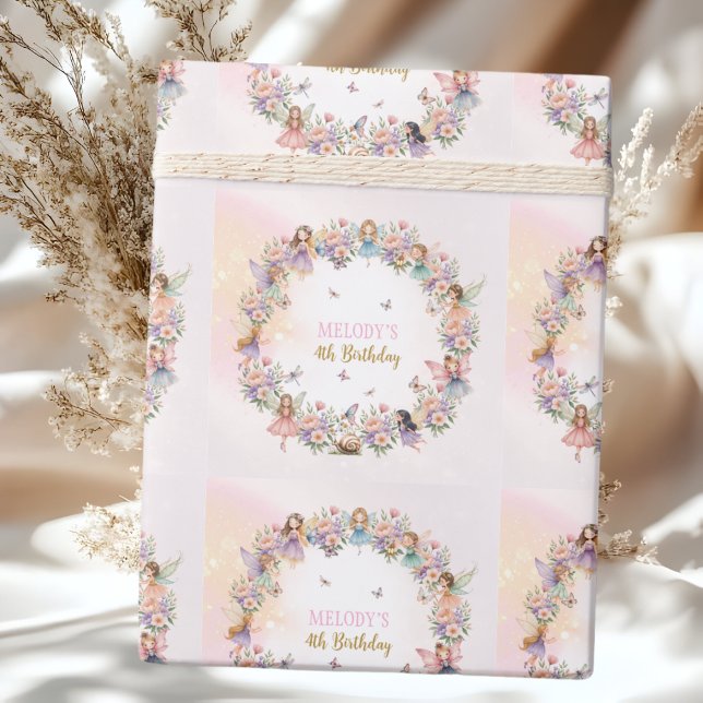 Papel De Regalo Whimsical flower fairy garden 4th birthday  (Subido por el creador)