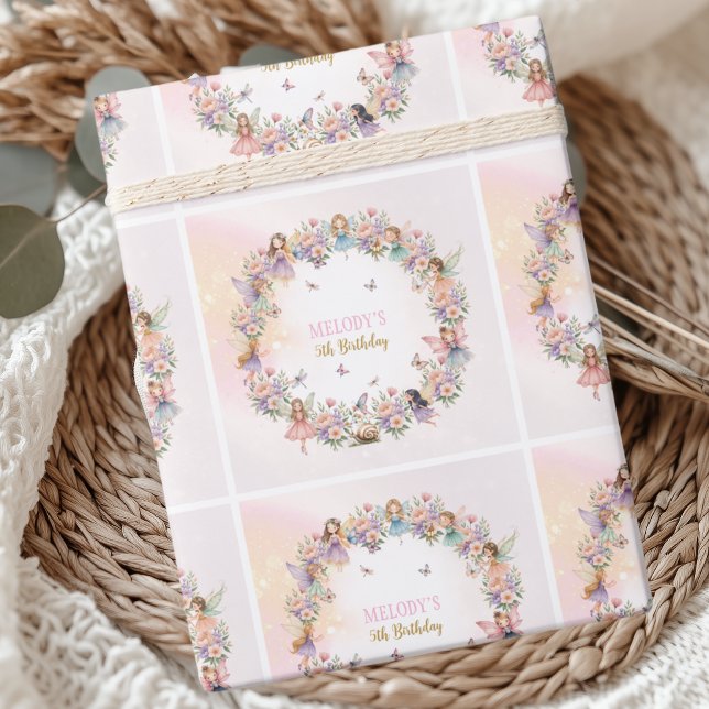 Papel De Regalo Whimsical flower fairy garden 5th birthday  (Subido por el creador)