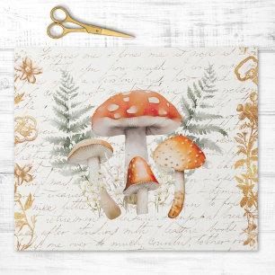 Papel De Regalo Whimsical Forest Mushroom Vintage letter Decoupage